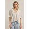 Embroidered collar button blouse in woven fabric with lace ruffles