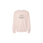 Blush pink Royal Apparel pigment-dyed pullover with swan embroidery and empathy quote