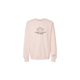 Blush pink Royal Apparel pigment-dyed pullover with swan embroidery and empathy quote