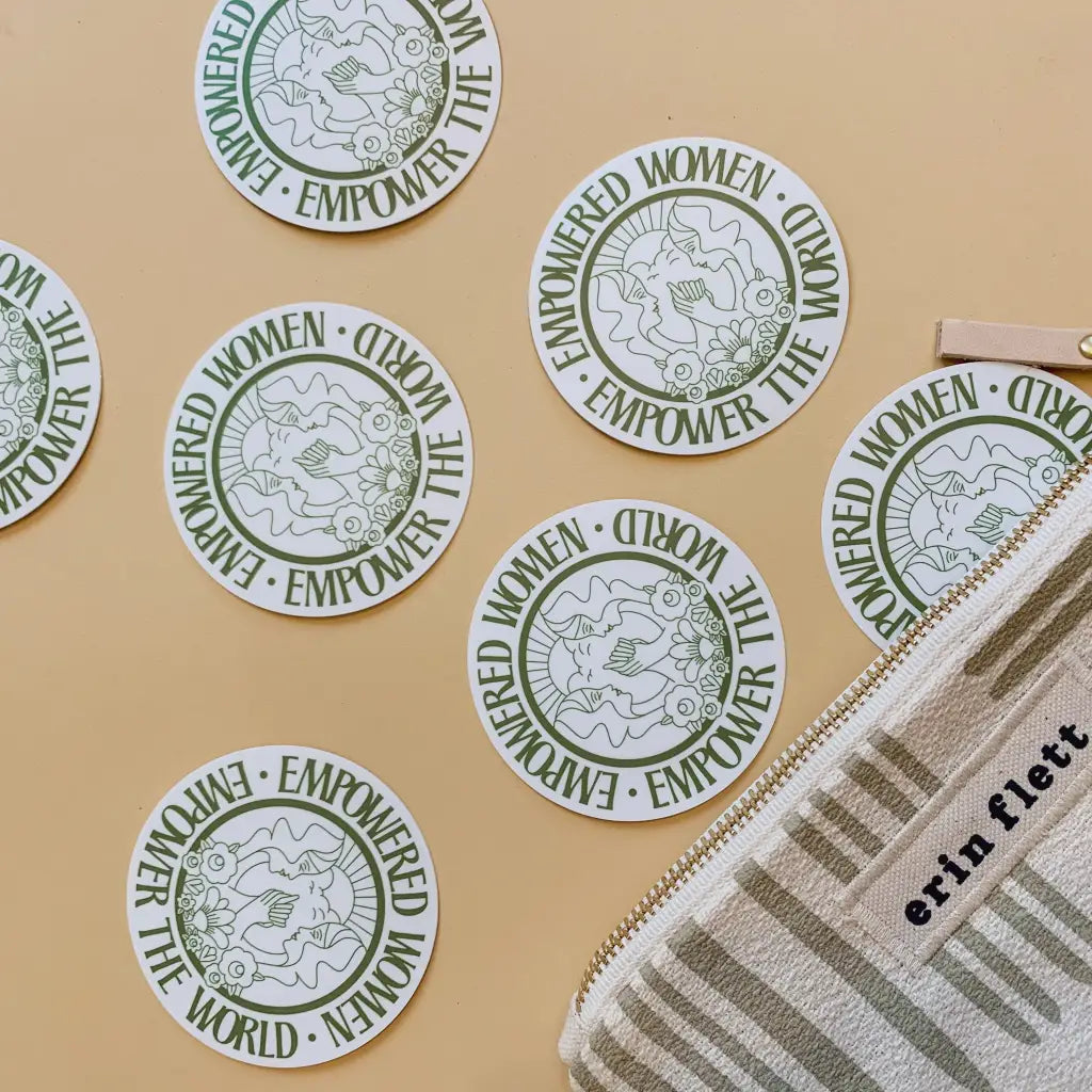 Circular Empowered Women sticker in green and white, perfect for inspiring positivity