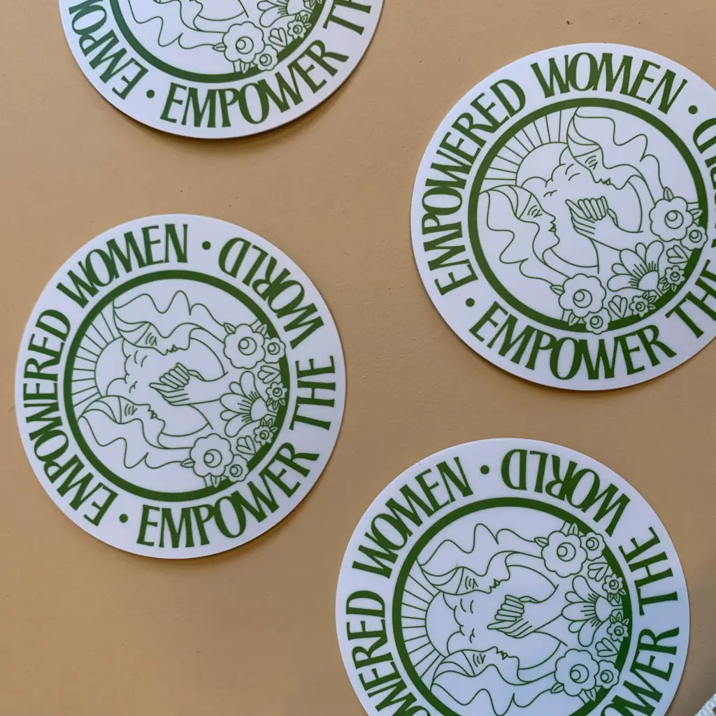 Circular Empowered Women sticker in green and white, perfect for inspiration and motivation