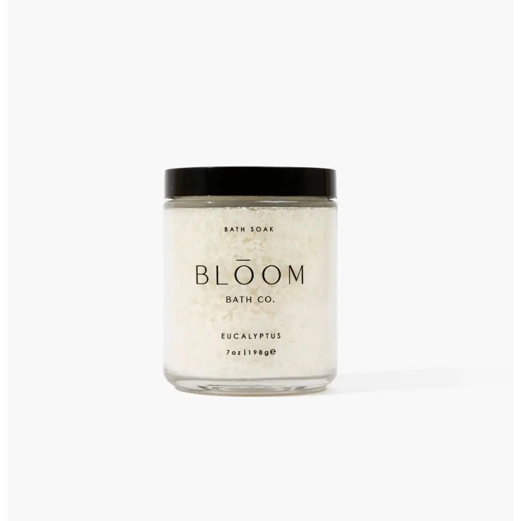 Eucalyptus Bath Soak jar from Bloom Bath Co. for relaxing bath ritual