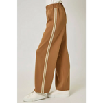 Olive green everyday tracksuit pants with cream stripes