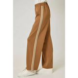 Olive green everyday tracksuit pants with cream stripes