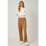 Olive green everyday tracksuit pants with gold stripes