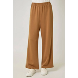 Olive green everyday tracksuit pants with tan wide-leg, elastic waistband and white stripes