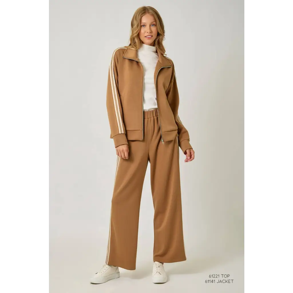 Olive green everyday tracksuit pants with embroidered stripes