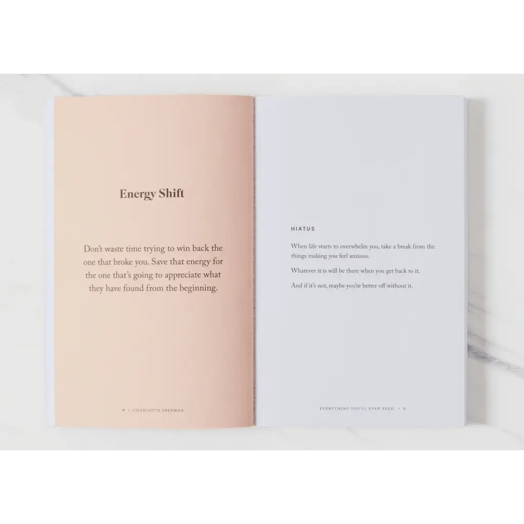 Peach minimalist book Everything You’ll Ever Need You Can Find Within Yourself with polished prints