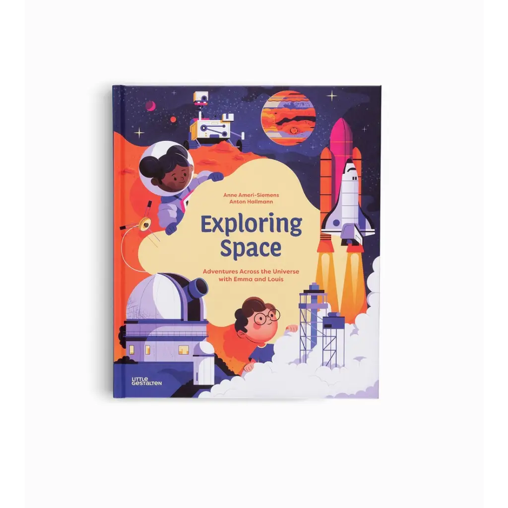 Colorful cover of Exploring Space with Emma and Louis Adventures Across the Universe