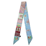 Story Tiles Print Silk Feel Twilly Skinny Scarf