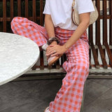Checkered Wide-Leg Pants
