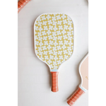 Peach Floral Pickle Ball Paddle with yellow floral design for fall floral adult players