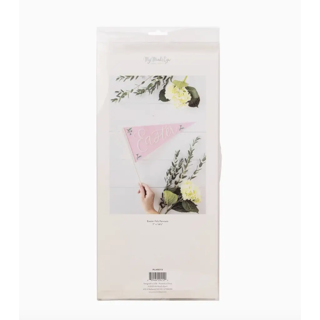 Festive Pink Easter Felt Pennant Banner with a pretty floral design, perfect for celebrations