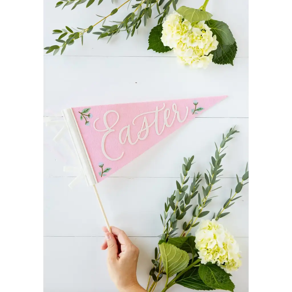 Festive Pink Easter Felt Pennant Banner adds cheerful decor for your Easter celebrations