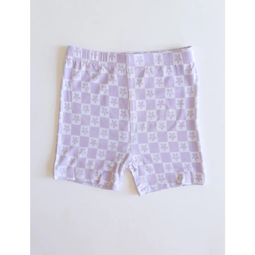 Lavender checkered biker shorts from the Lavender Check Short Set for Little Girls