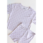 Light purple check short set for little girls in soft bamboo blend for comfy style