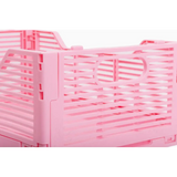 Pink slotted plastic Folding Storage Crate for stylish storage solutions