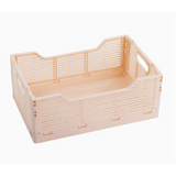 Beige Folding Storage Crate for Easy Organization and Smart Storage Solutions