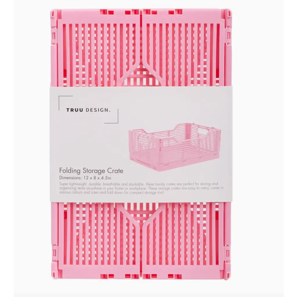 Pink folding storage crate perfect for organizing with stylish storage solutions