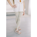 Light gray Forest Dweller leggings with yellow polka dots for good vibes style