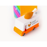 Orange and white Hot Chick Fried Chicken Van Toy Truck with fun chicken logo and topper