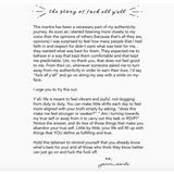 Handwritten manifesto about authenticity on stylish womens clothes for moms with polished prints