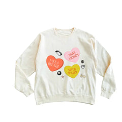 Gentle reminders cream sweatshirt with colorful candy canes and polished prints
