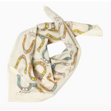 Folded Giddy Up Cotton Voile Bandana with horseshoe pattern, perfect for stylish womens clothes