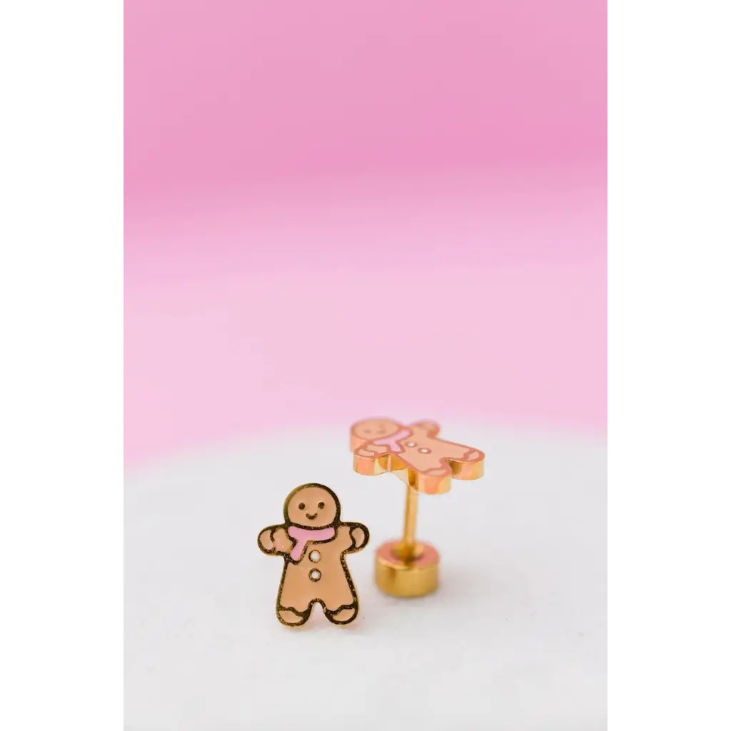 Gingerbread man cookie with butterfly for Gingerbread Stud Earrings display