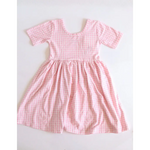 Cute Pink and White Gingham Twirl Dress with Short Sleeves for Little Ones