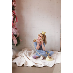 Gingham Bamboo Twirl Dress with crown and telephone