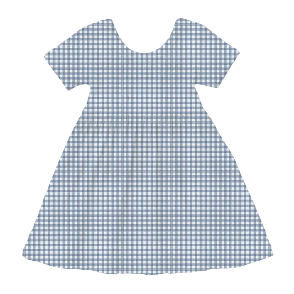 Cute gingham bamboo twirl dress in blue and white checks for girls