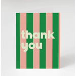 Thank you card with green stripes, blank inside, perfect for Edwardsville gifts