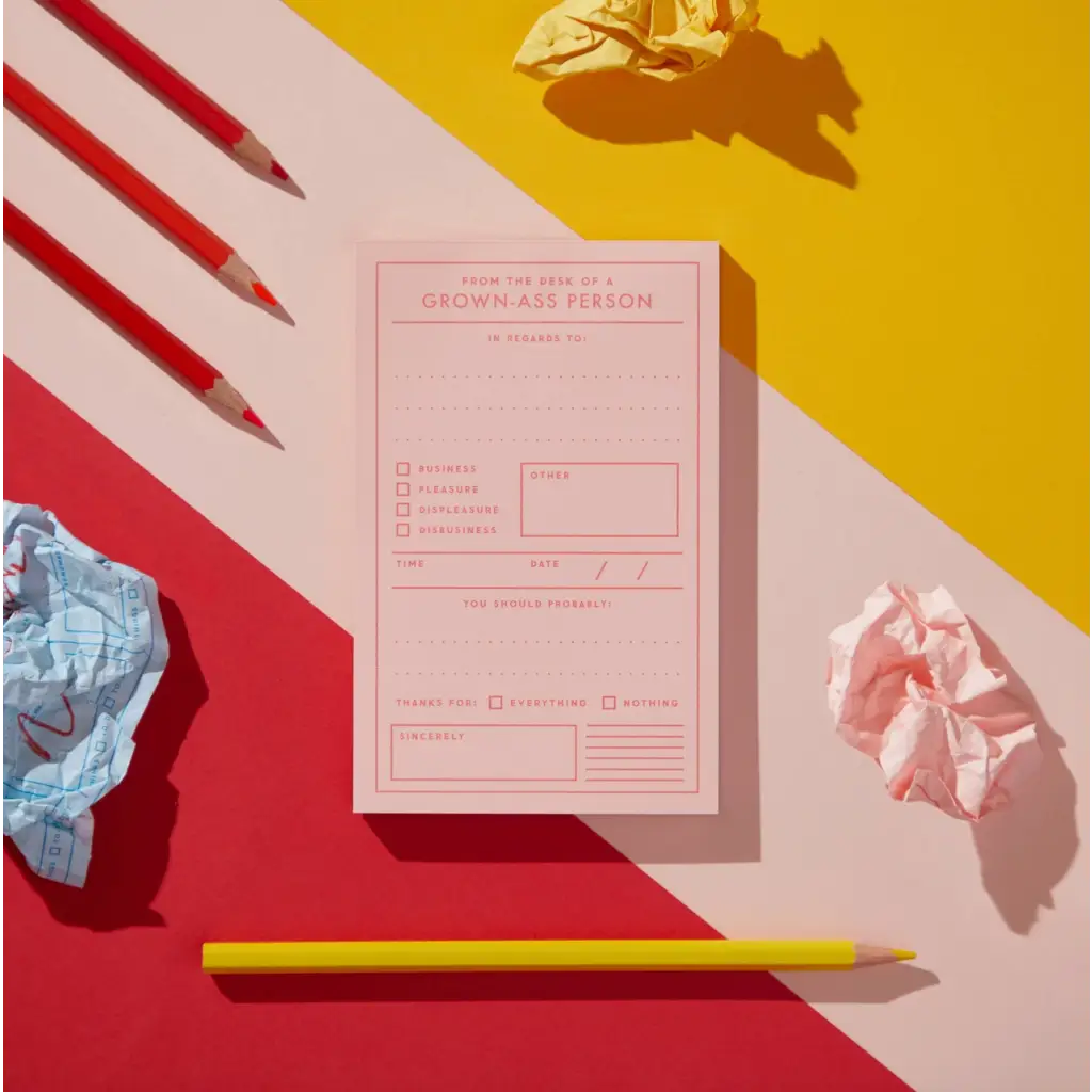 Pink notepad Grown-Ass Person Memo Pad made with dyed paper and polished prints