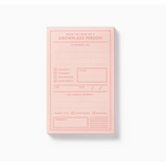 Pink Grown-Ass Person Memo Pad with dyed paper and fill-in-the-blank format