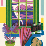Colorful window scene with indoor plants and umbrella from GT Midwestern Conversation featuring stylish womens clothes