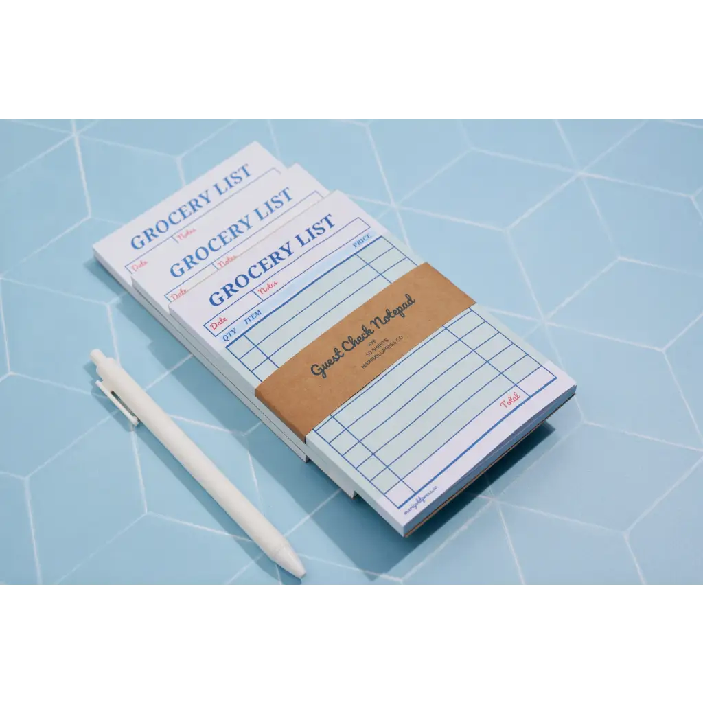 Guest Check Notepad Grocery List with Pen for polished prints and stylish womens clothes