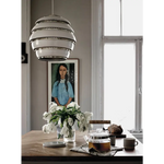 Happy Homes tiered pendant light in white silver finish over dining table