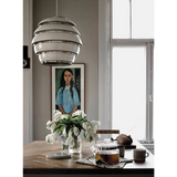 Happy Homes tiered pendant light in white silver finish over dining table