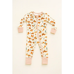White bamboo baby sleeper with brown cowboy and horse pattern from Hay There Bamboo Baby Sleeper