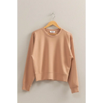 Beige crewneck sweatshirt on hanger, perfect stylish womens clothes for moms