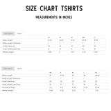 T-shirt size chart with measurements in inches for Heck On Wheels Kids Graphic Tee showcasing polished prints