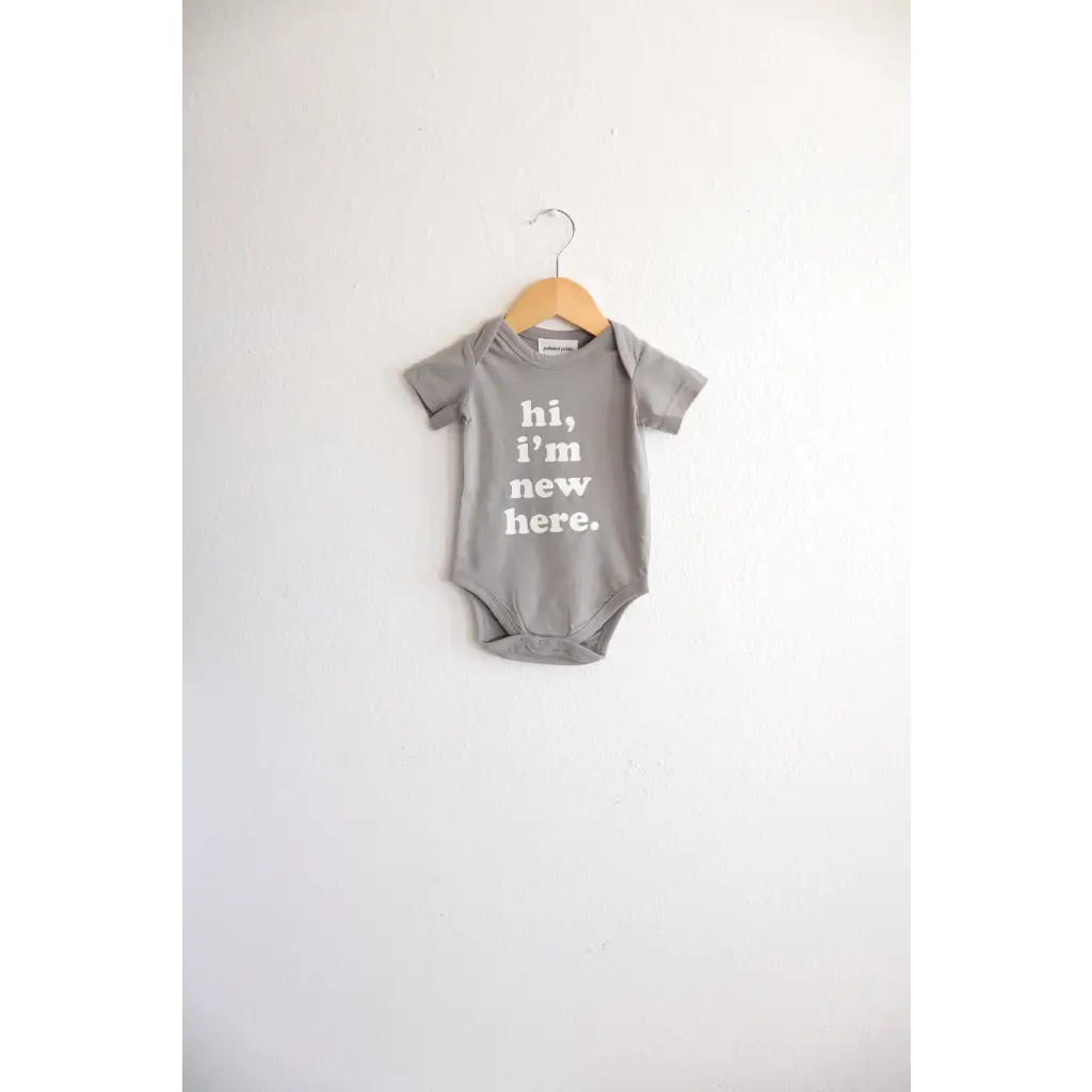 Hi I’m New Here Baby Onesie in Moon Mist - 410 Printed