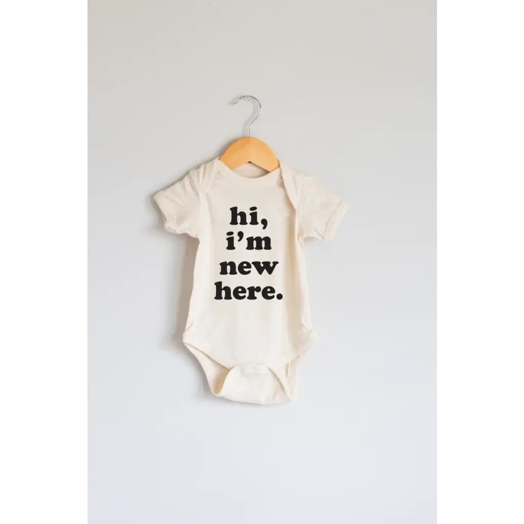 Hi, I'm New Here Organic Cotton Baby Bodysuit - Polished Prints