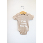 Hi I’m New Here Organic Cotton Baby Onesie | Grey Brown