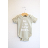 Hi I’m New Here Organic Cotton Baby Onesie | Sage - 410