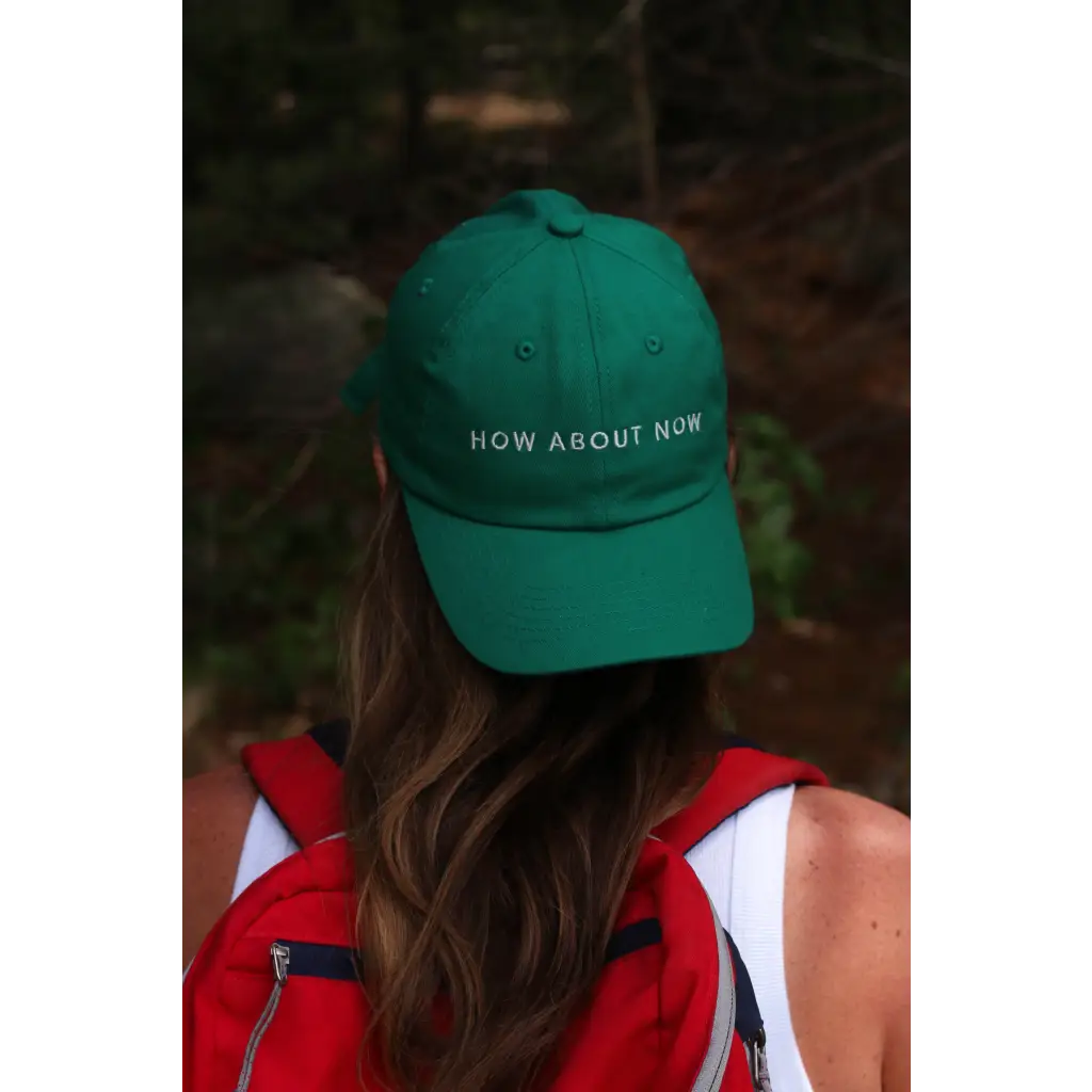 Green cotton baseball cap with how about now embroidery, free shipping, Midwest embroidered rope hat