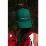 Green cotton baseball cap with how about now embroidery, free shipping, Midwest embroidered rope hat