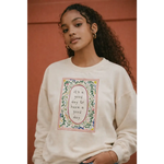 Cream-colored oversized sweatshirt with good day embroidered floral design
