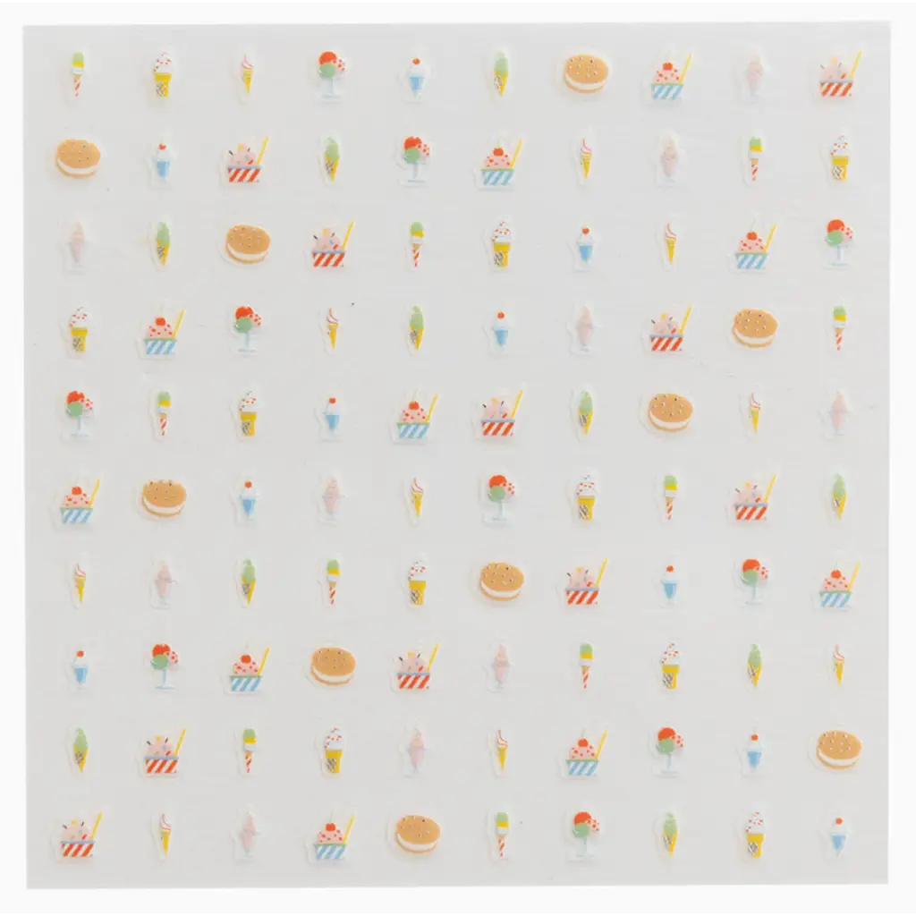 Fun ice cream and burger pattern on Ice Cream Dreams Nail Stickers design